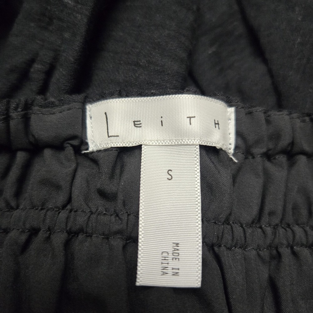 Leith Black Drop Waist Bubble Hem Textured Mini Skirt Womens Small Festival - Picture 3 of 6